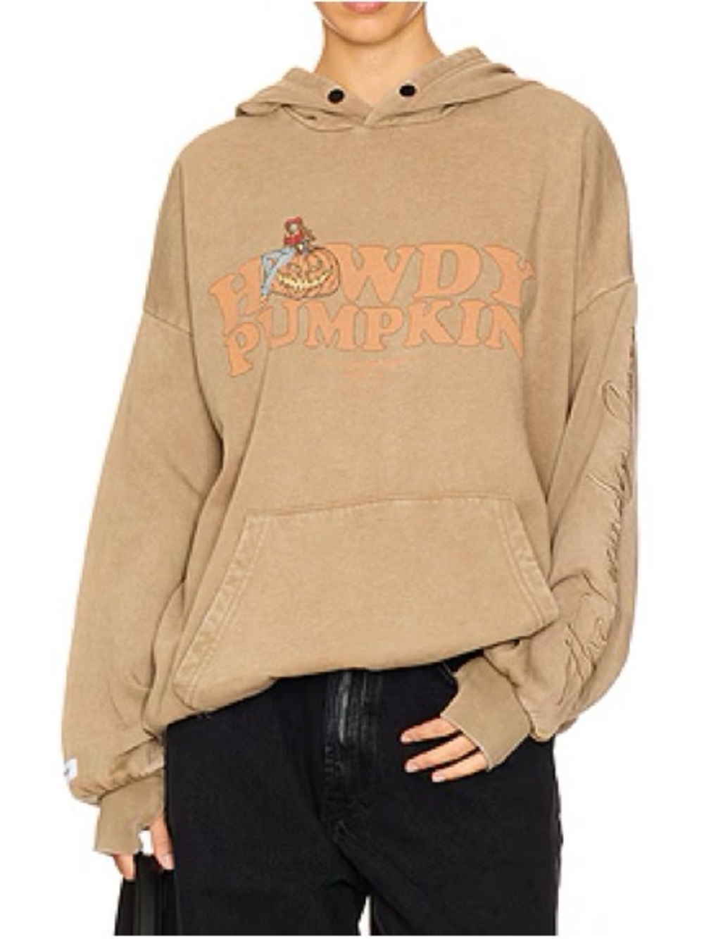 NWT The Laundry Room Oh Howdy Pumpkin Hideout Hoodie-Camel Gold-Lrg
